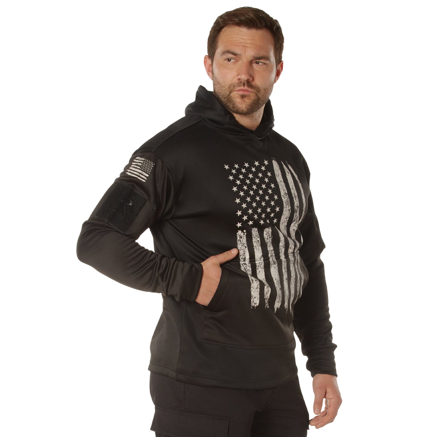 Concealed Carry Flag Hoodie: Black/White