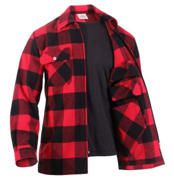 Plaid Heavyweight Concealed Carry Flannel Shirt: Red