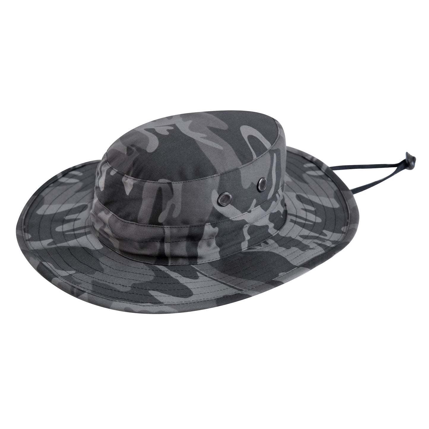 Adjustable Boonie Hat: Black Camo