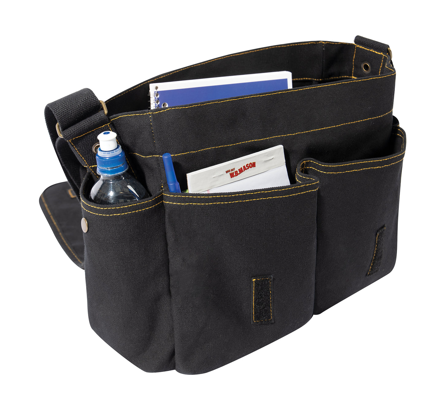 Classic Messenger Bag with Military Stencil: Black
