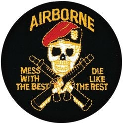 military and police store: military and police store: military patch: airborne mess with the best (round)