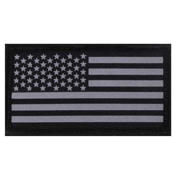 military and police store: military and police store: american flag patch: siver/black reflective