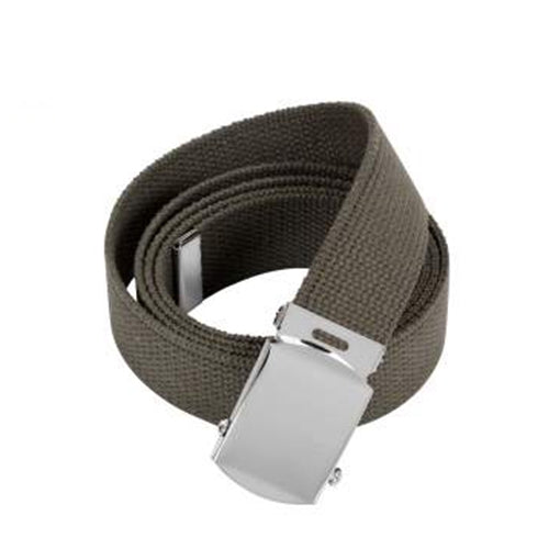 military and police store: military and police store: web belt: olive drab with chrome buckle
