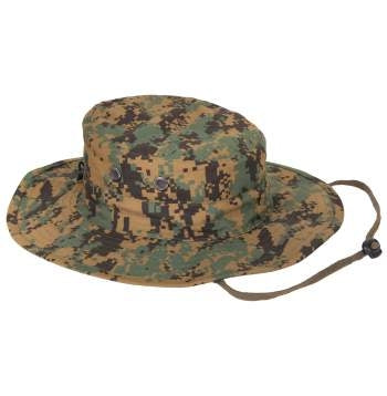 military and police store: military and police store: adjustable boonie hat: woodland digital camo