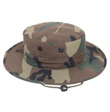 military and police store: military and police store: adjustable boonie hat: woodland camo