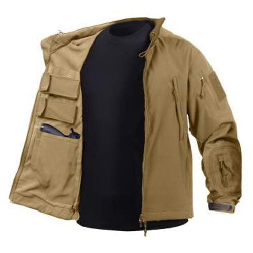 military and police store: military and police store: concealed carry soft shell jacket- coyote brown