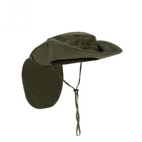 military and police store: military and police store: adjustable boonie hat with neck cover: olive drab