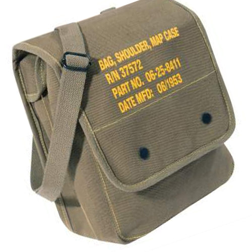 military and police store: military and police store: shoulder bag: canvass map case with military stencil: olive drab