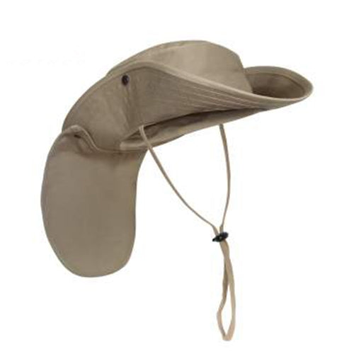 military and police store: military and police store: adjustable boonie hat with neck cover:khaki