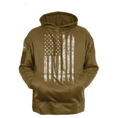 military and police store: military and police store: concealed carry flag hoodie-coyote brown