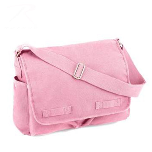 military and police store: military and police store: vintage washed canvass messenger bag: pink