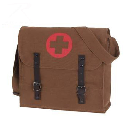 military and police store: military and police store: vintage medic bag with cross: brown
