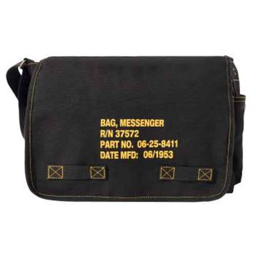 military and police store: military and police store: classic messenger bag with military stencil: black