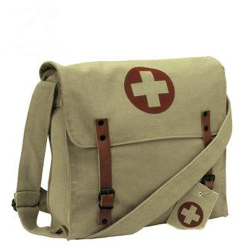 military and police store: military and police store: vintage medic bag with cross: khaki