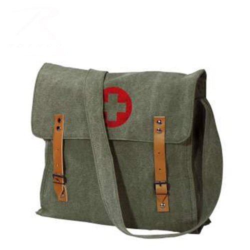 military and police store: military and police store: vintage medic bag with cross: olive drab