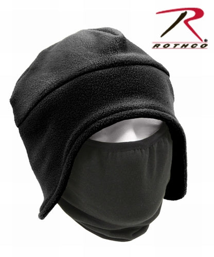 military and police store: military and police store: convertable fleece cap with face mask-black