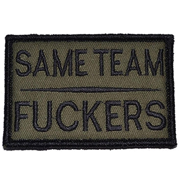military and police store: military and police store: morale patch: same team fuckers olive drab with black lettering