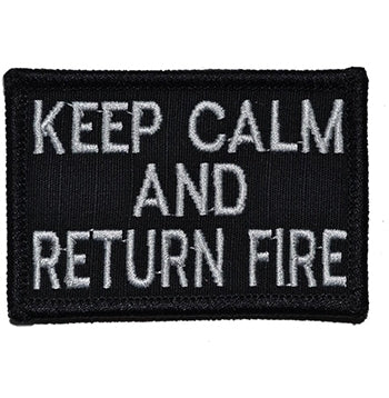 military and police store: military and police store: morale patch: keep calm and return fire