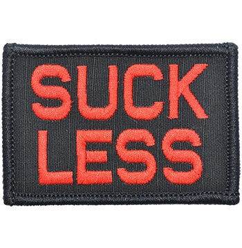 military and police store: military and police store: morale patch: suck less blk/red