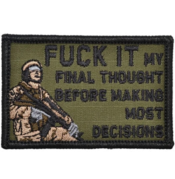 military and police store: military and police store: morale patch: my final though olive drab