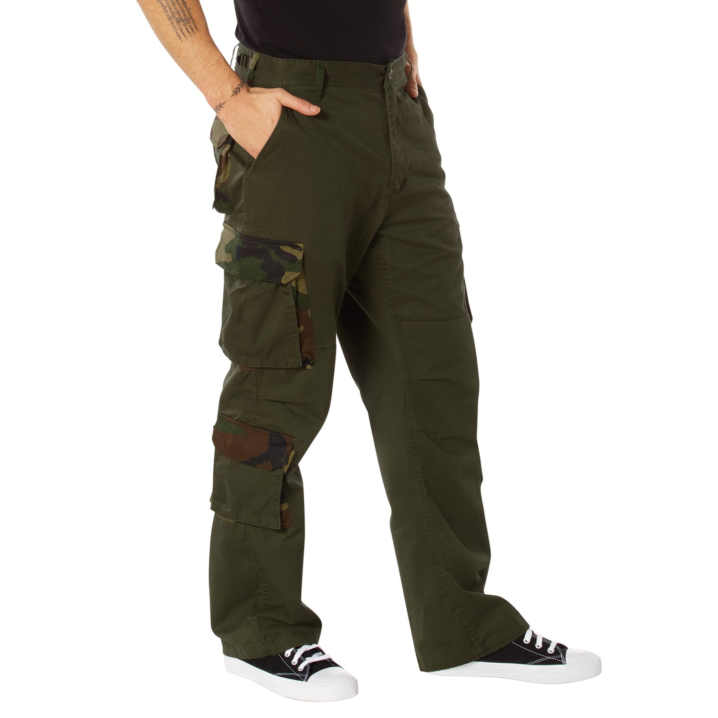 Vintage Paratrooper Fatigues-Olive Drab with Woodland Accents