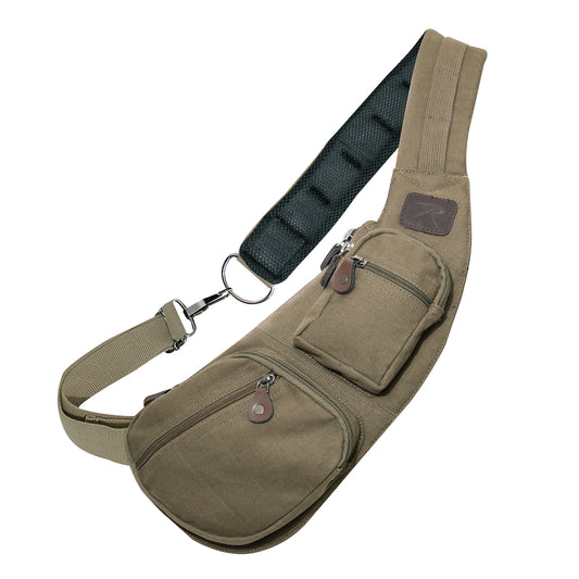 Crossbody Canvass Sling Bag: Olive Drab