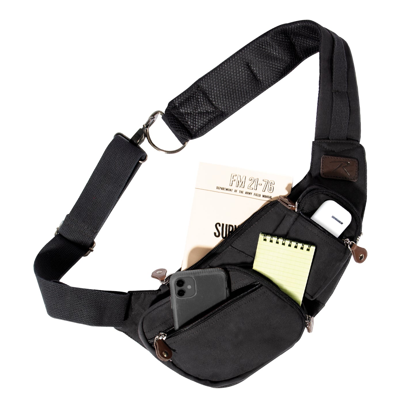 Crossbody Canvass Sling Bag: Black