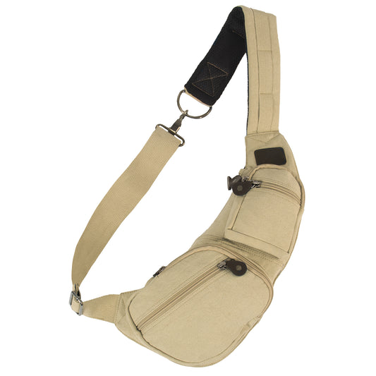Crossbody Canvass Sling Bag: Khaki