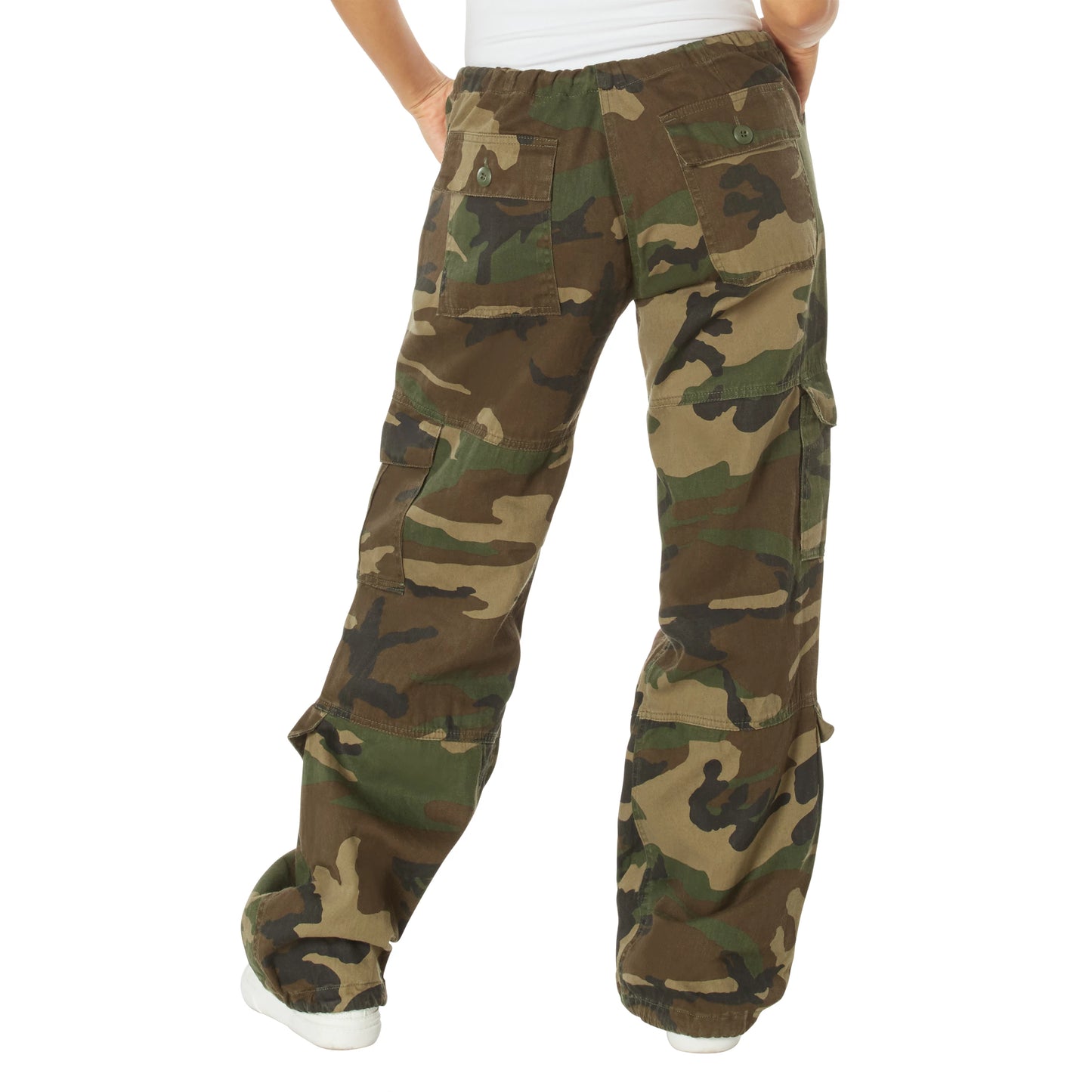 Vintage Womans Paratrooper Pants: Woodland Camo