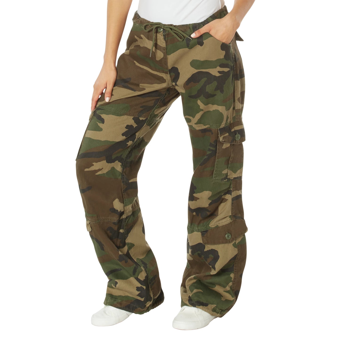 Vintage Womans Paratrooper Pants: Woodland Camo