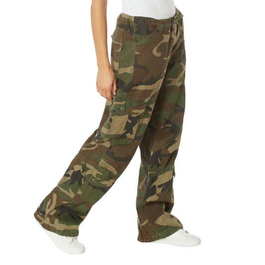 Vintage Womans Paratrooper Pants: Woodland Camo