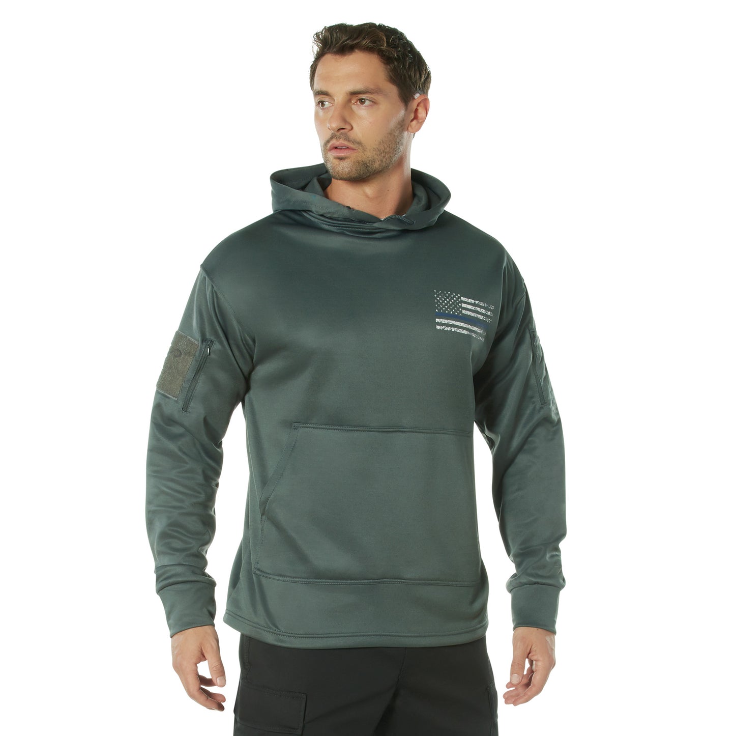 Thin Blue Line Concealed Carry Hoodie-Gun Metal Grey