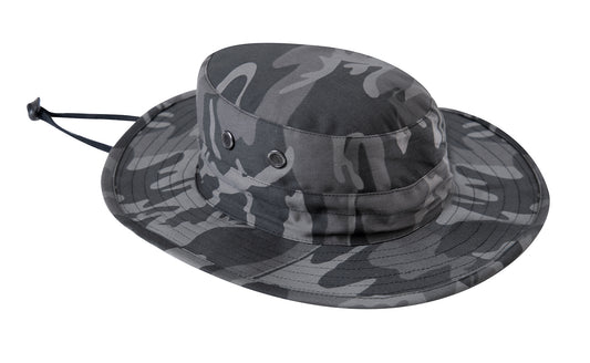 Adjustable Boonie Hat: Black Camo