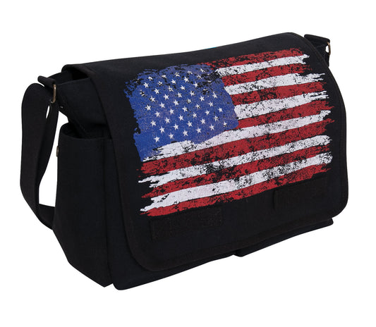 Messenger Bag: Distressed U.S. Flag