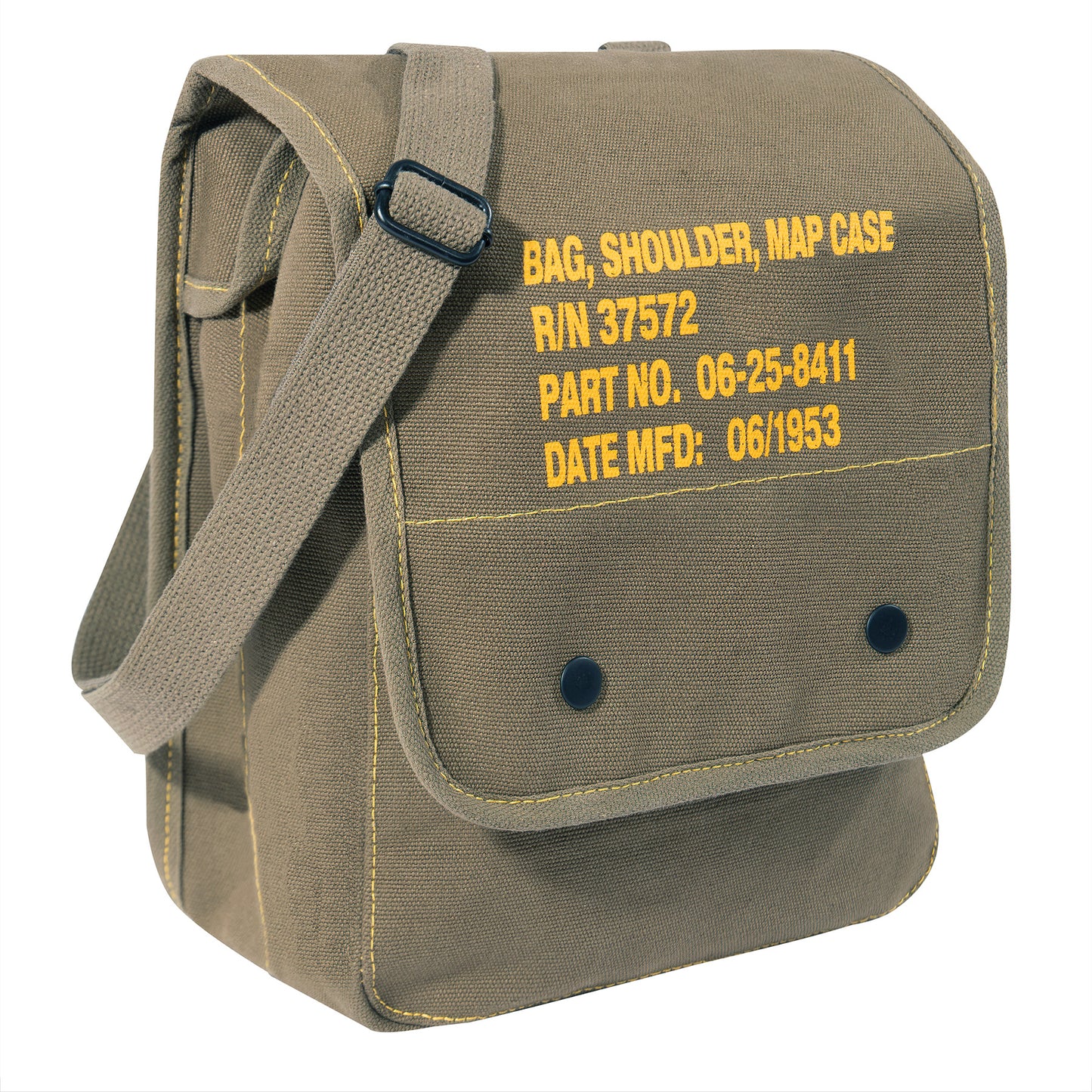 Shoulder Bag: Canvass Map Case with Military Stencil: Olive Drab