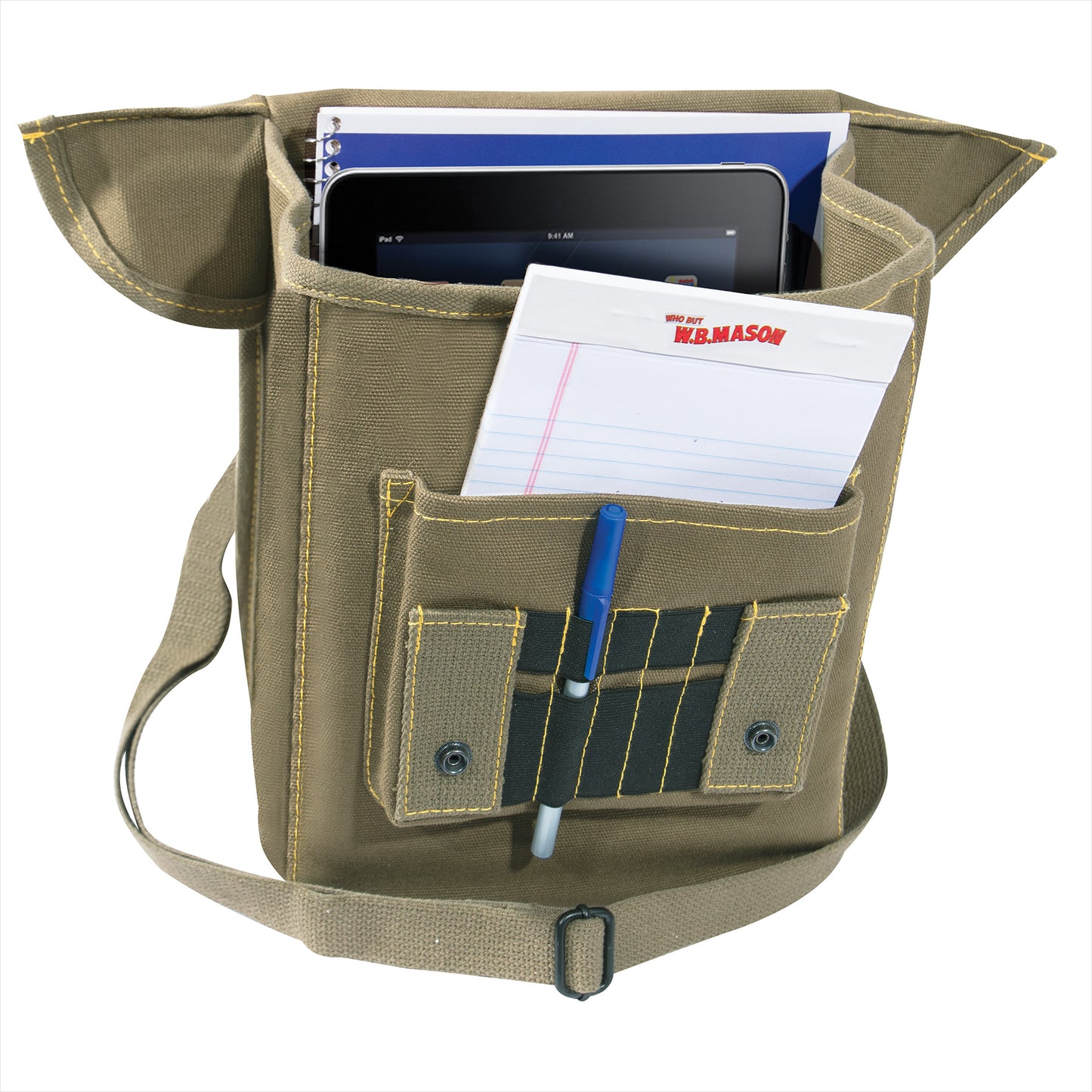Shoulder Bag: Canvass Map Case with Military Stencil: Olive Drab