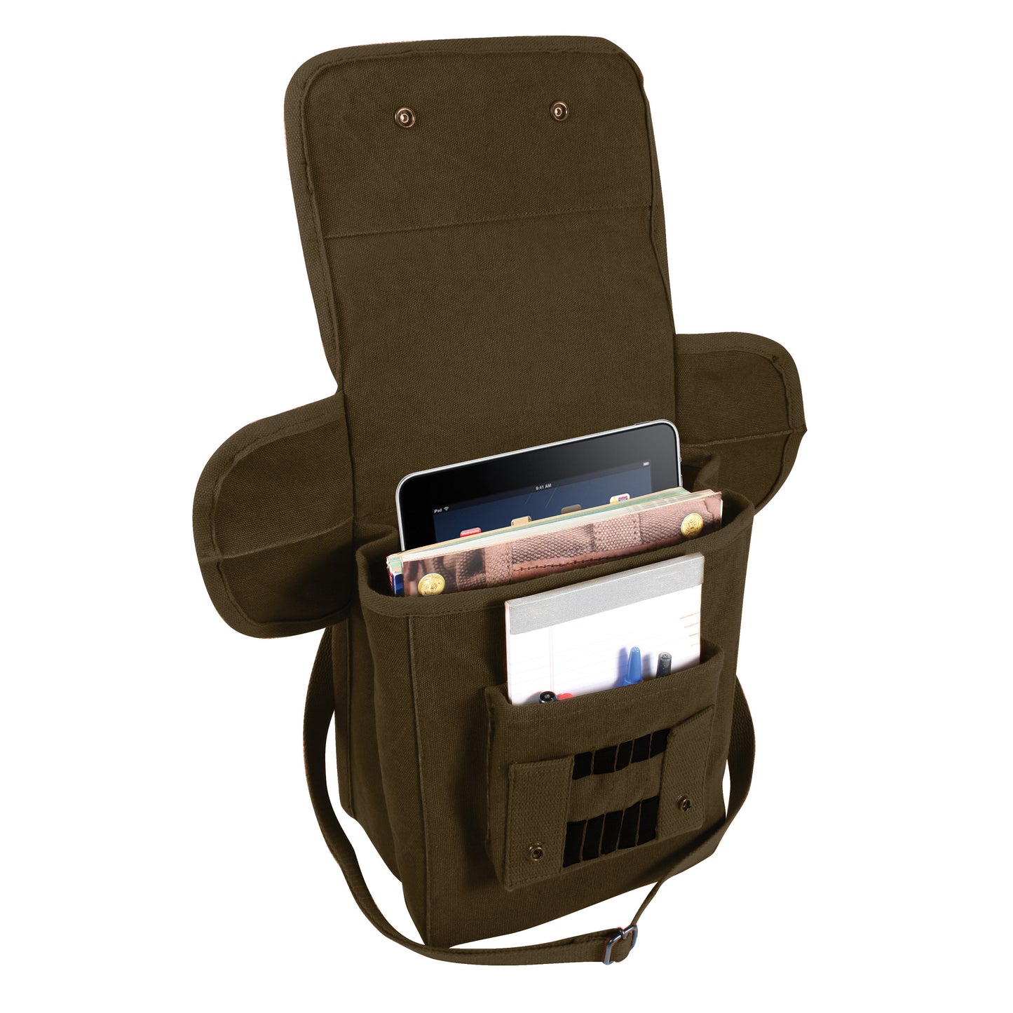 Shoulder Bag: Canvas Map Case: Earth Brown