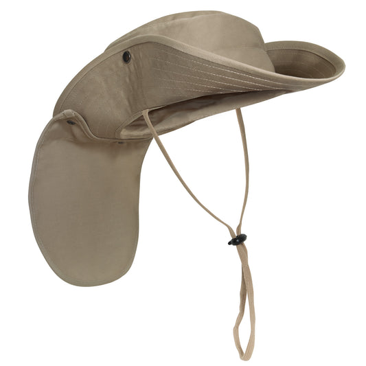 Adjustable Boonie Hat with Neck Cover:Khaki