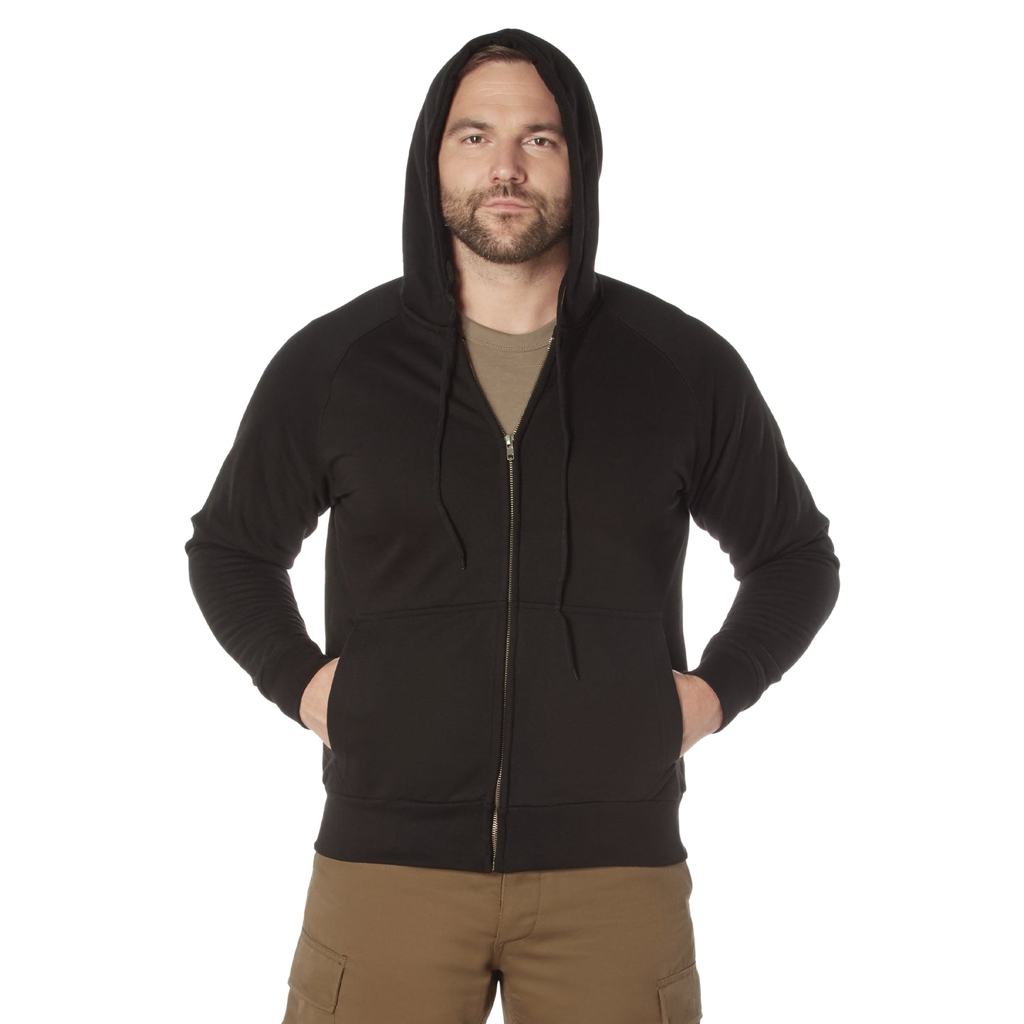 Thermal Lined Hooded Sweatshirt: Black