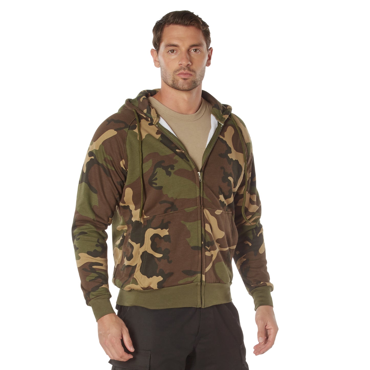 Thermal Lined Full Zip Hooded Sweatshirt: Woodland