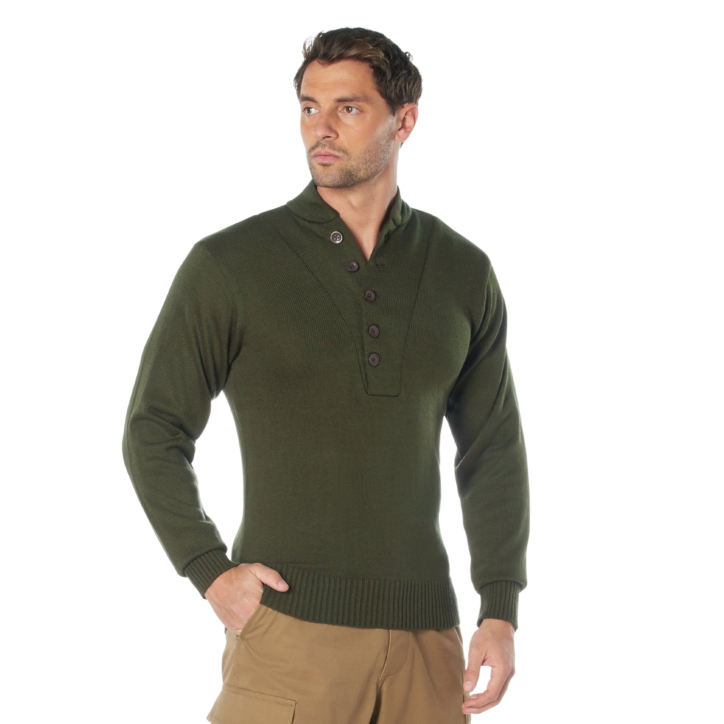 G.I. 5 Button Sweater: Olive Drab