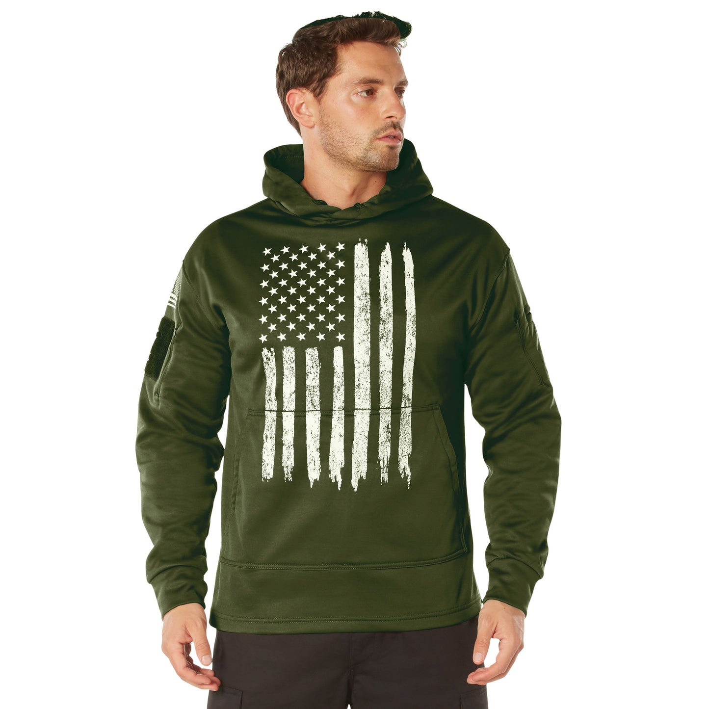 Concealed Carry Flag Hoodie: Olive Drab
