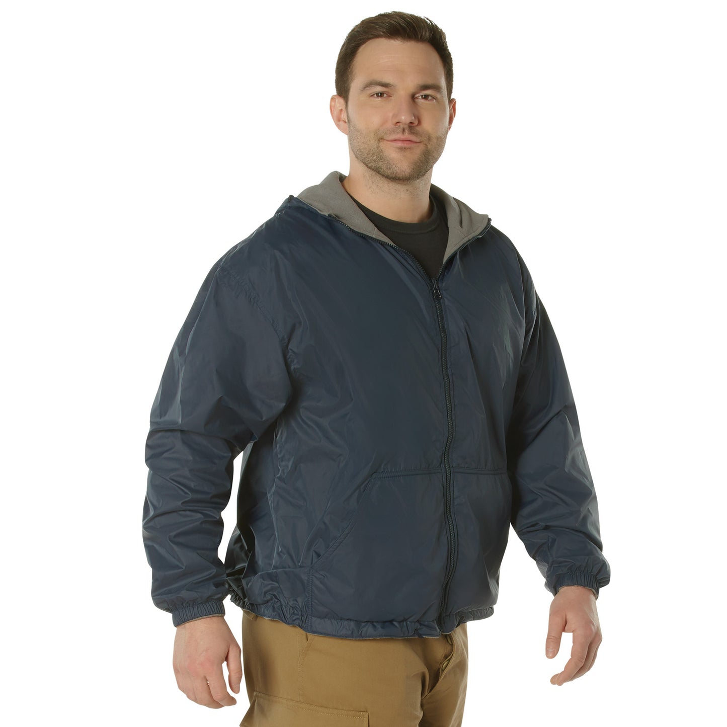 Reversible Fleece Lined Waterproof Jacket: Navy Blue