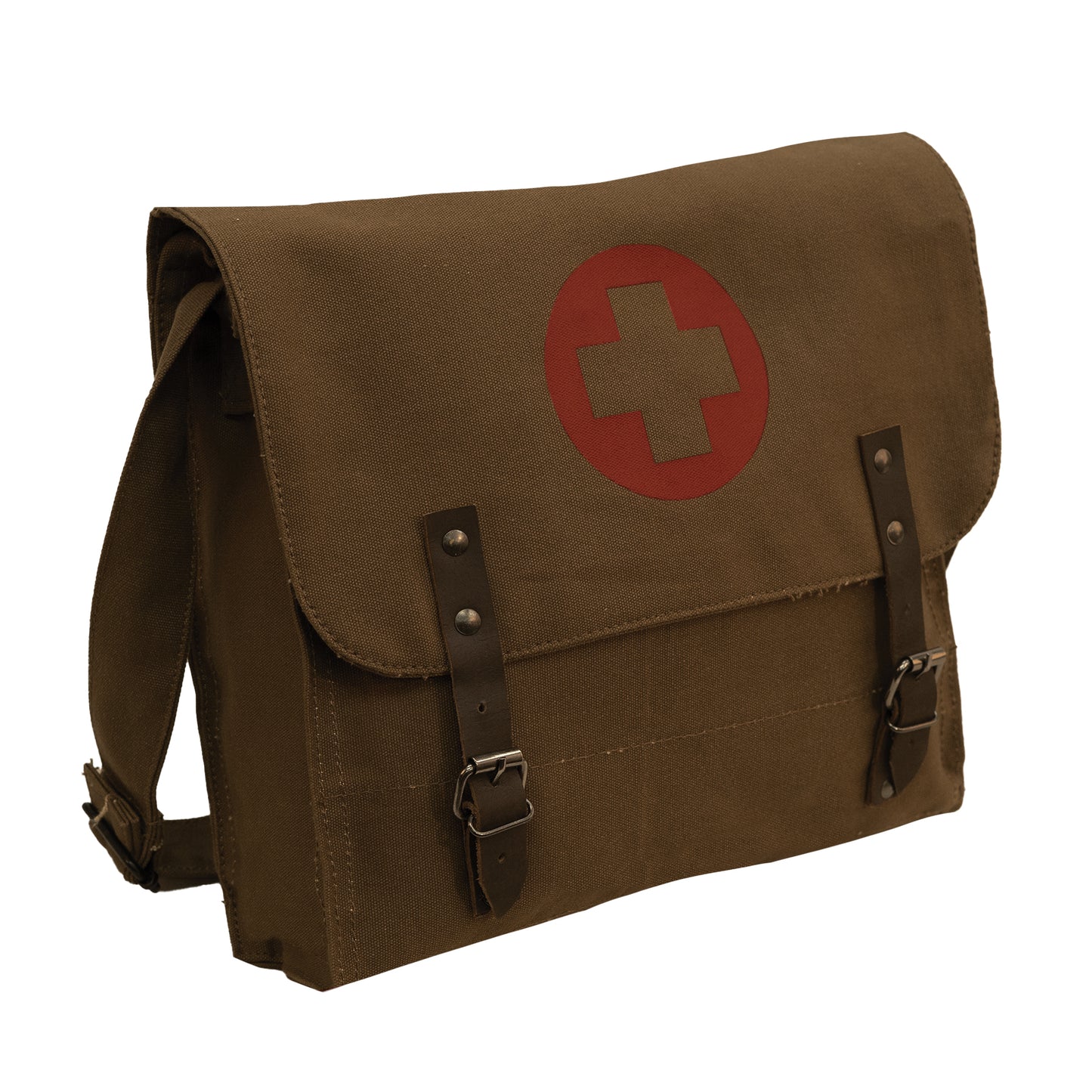 Vintage Medic Bag with Cross: Brown