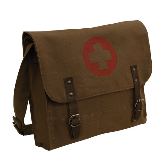 Vintage Medic Bag with Cross: Brown