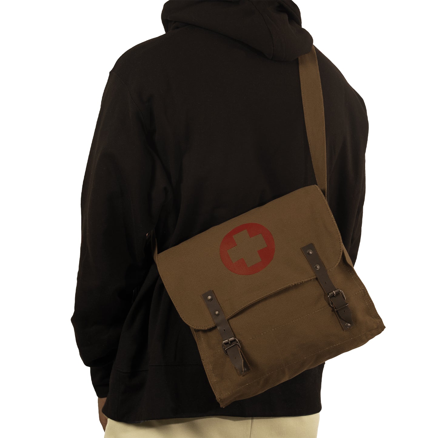 Vintage Medic Bag with Cross: Brown
