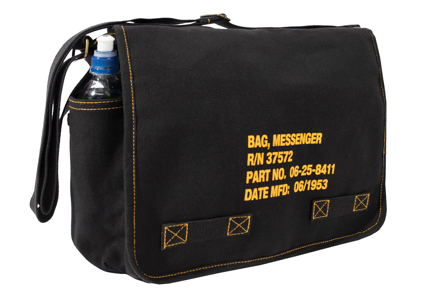 Classic Messenger Bag with Military Stencil: Black