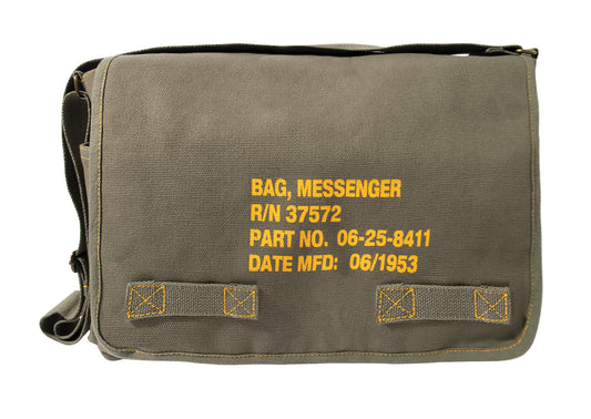 Classic Messenger Bag with Military Stencil: Olive Drab