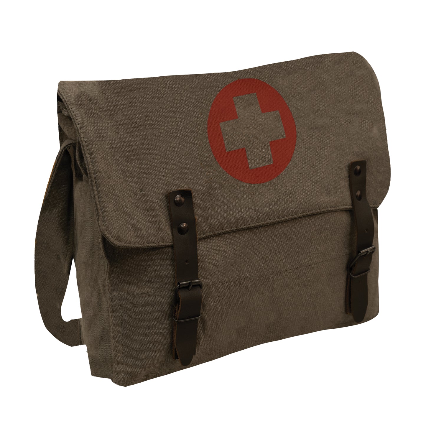 Vintage Medic Bag with Cross: Olive Drab