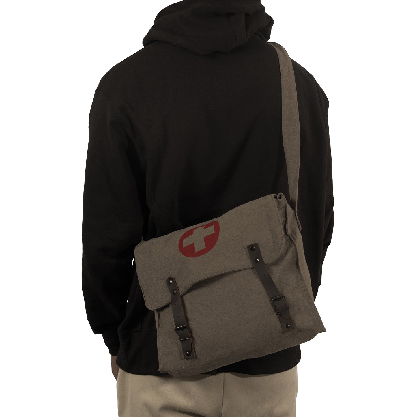 Vintage Medic Bag with Cross: Olive Drab